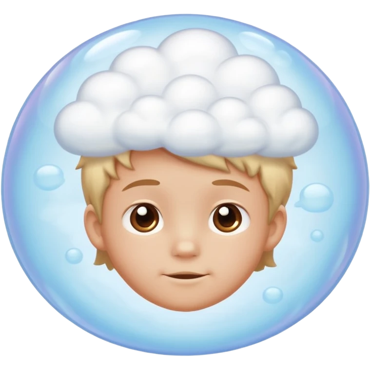 thinking cloud bubble, Childs head inside it, as if someone is thinking about a child emoji