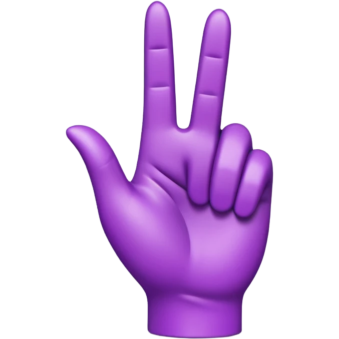 A 3D emoji-style human hand making a ‘pointing up with one finger’ gesture. The entire hand is colored in vibrant purple, with smooth glossy texture, simple shading, and no background. emoji