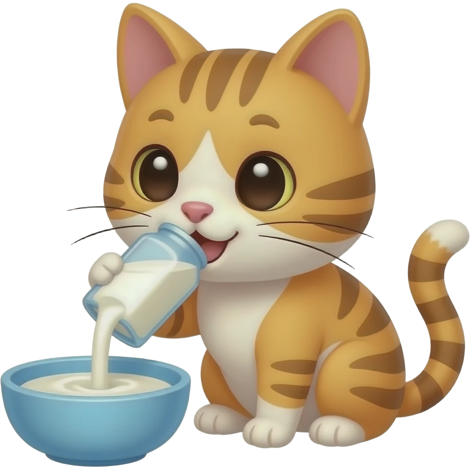 2d cartoon cat drinking milk from a bowl emoji