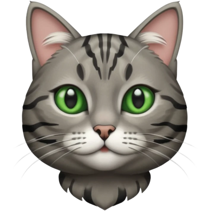 A high-resolution photo-realistic digital illustration of a grey tabby cat, chest upward emoji