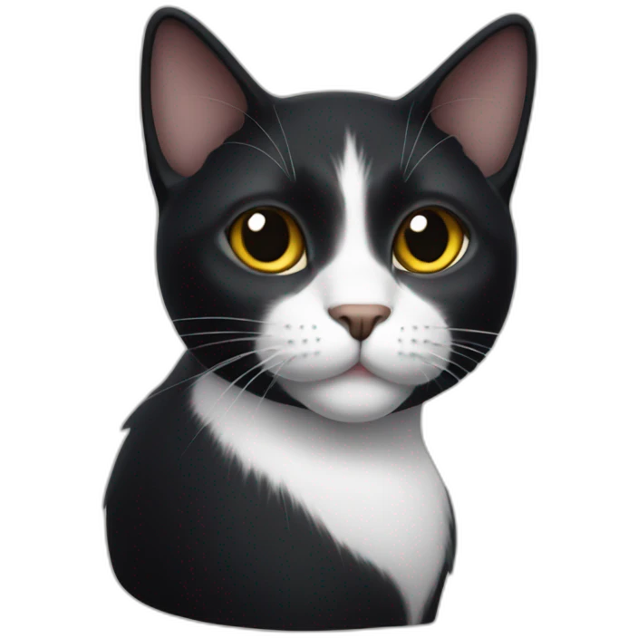 black cat with white chests emoji