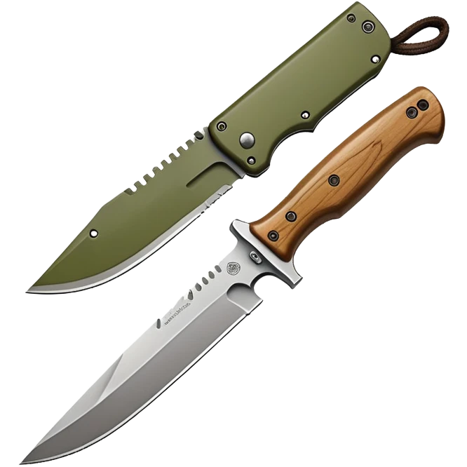 tactical bushcraft knife in NATO olive green emoji