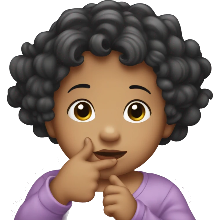Baby sucking thumb black hair emoji