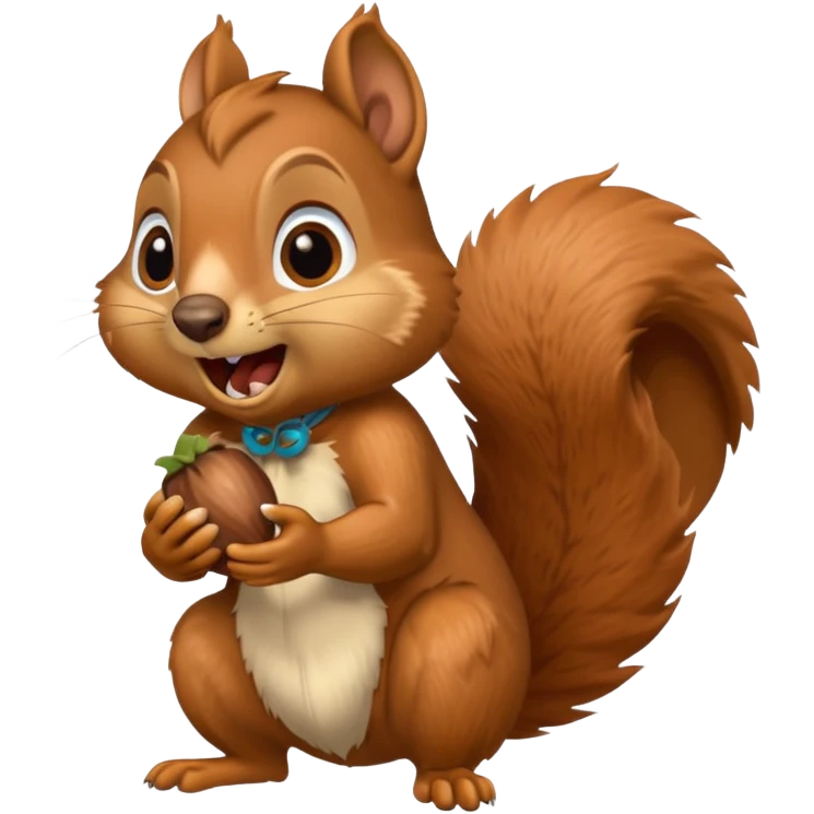 long toothed squirrel eats acorn, panicking in fear emoji