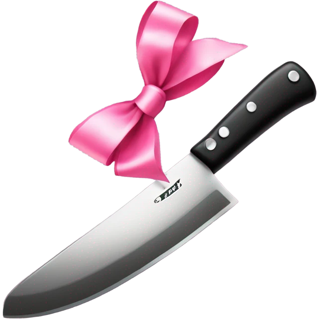 Black butcher knife with cute pink bow emoji