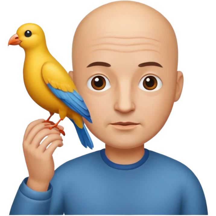 bald man with bird emoji