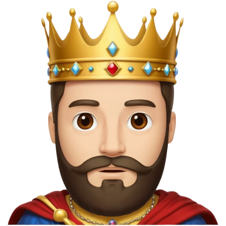 King with crown and beared with white background  emoji