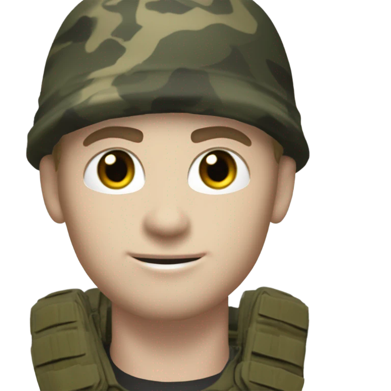 white male, pale skin, call of duty black face mask, camo tactical gear, combat boots, black beanie, hazel eyes emoji