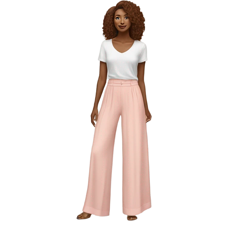 Realistic isolated pair of high waist long wide leg dressy casual pants in pink emoji