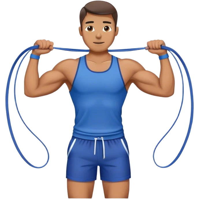 fit man with blue shorts resistance bands exercises emoji