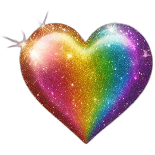 Rainbow glitter sparkle heart emoji