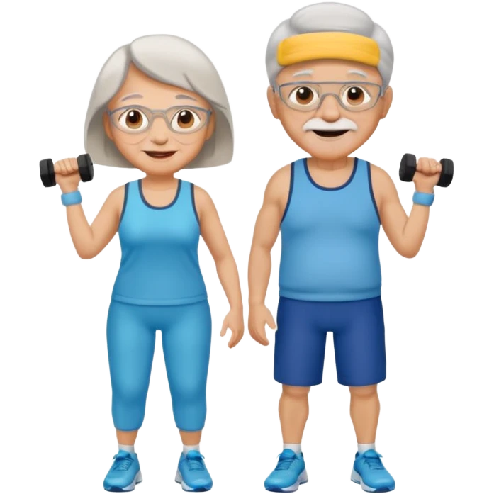 light skin grandma and grandpa work out and They have neutral colours of sport clothes emoji