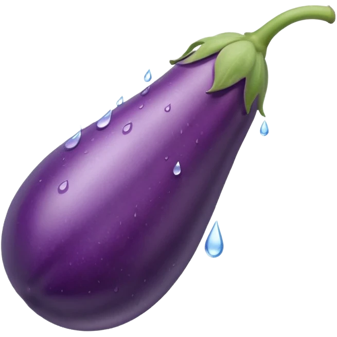 make the eggplant longer and thinner and make the water misty I still want water to come out of the stem emoji