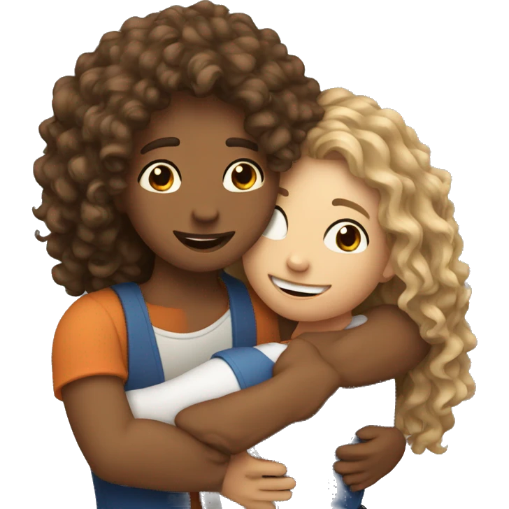 Hug two dutch bestfriends one with long curly hair emoji