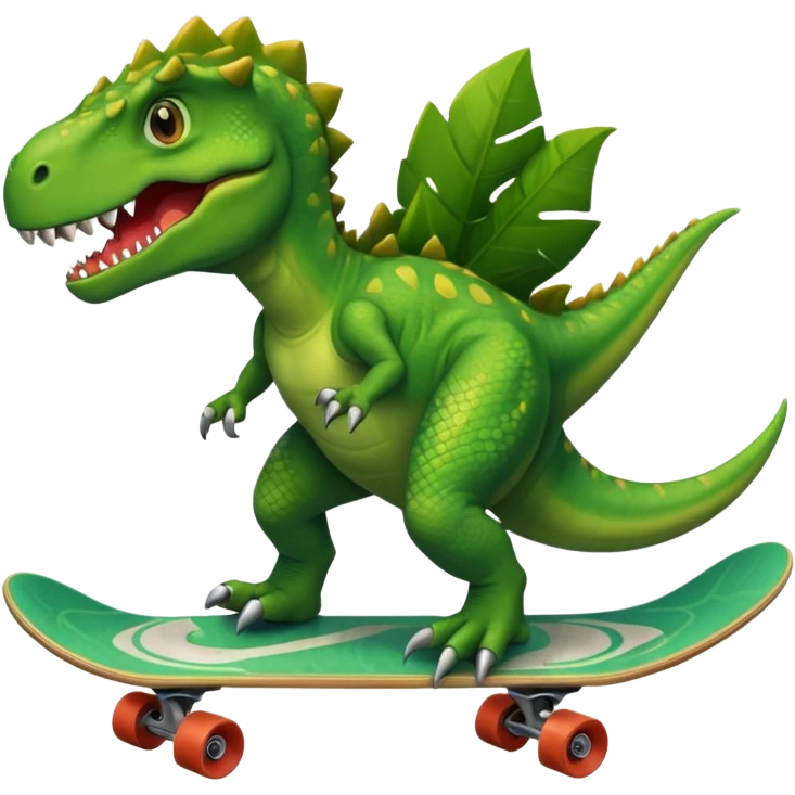 Dinosaur on a skateboard emoji