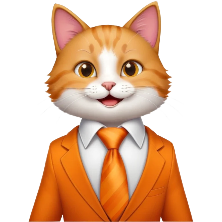 happy boy cat wearing a professional necktie, cheerful expression emoji