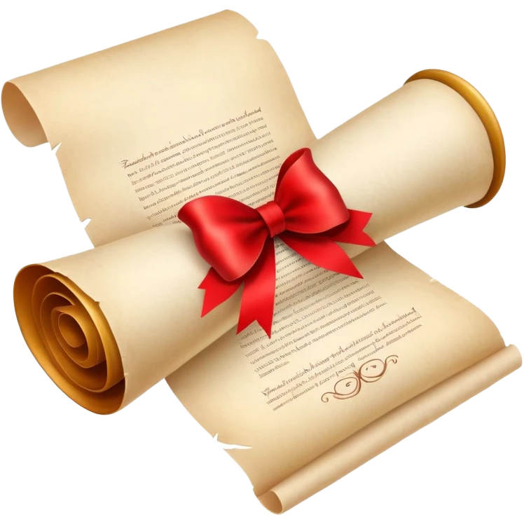 scroll or rolled-up invitation with a red ribbon emoji