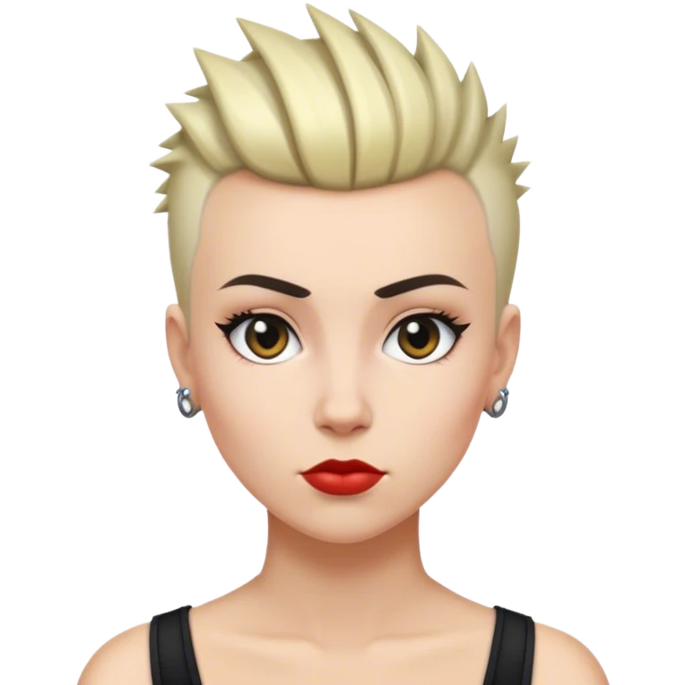 White woman with short hair mohawk black style emoji
