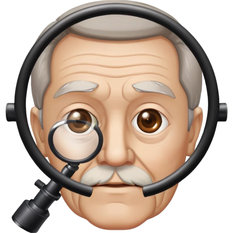 Old Man with white skin, full head of head of brown hair and scope  emoji