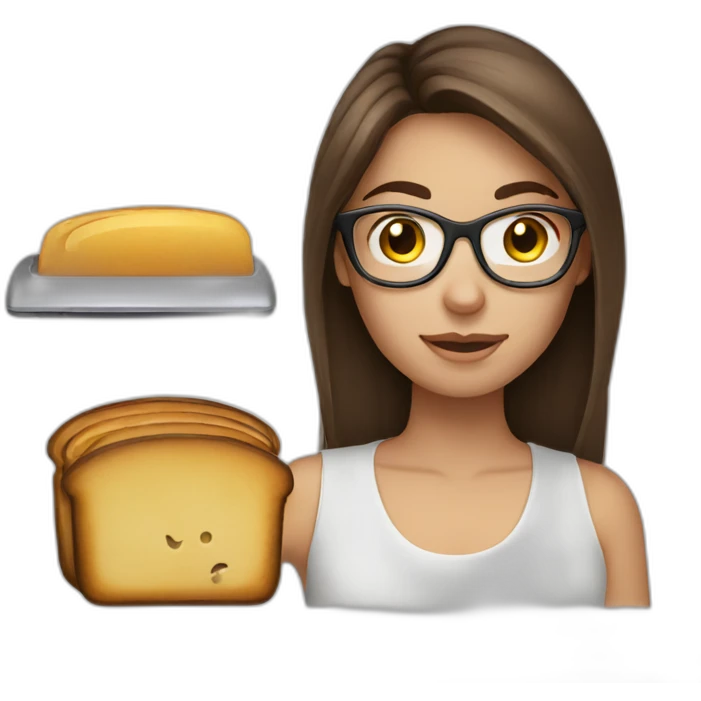 brown hair girl with glasses forgetting toaster emoji