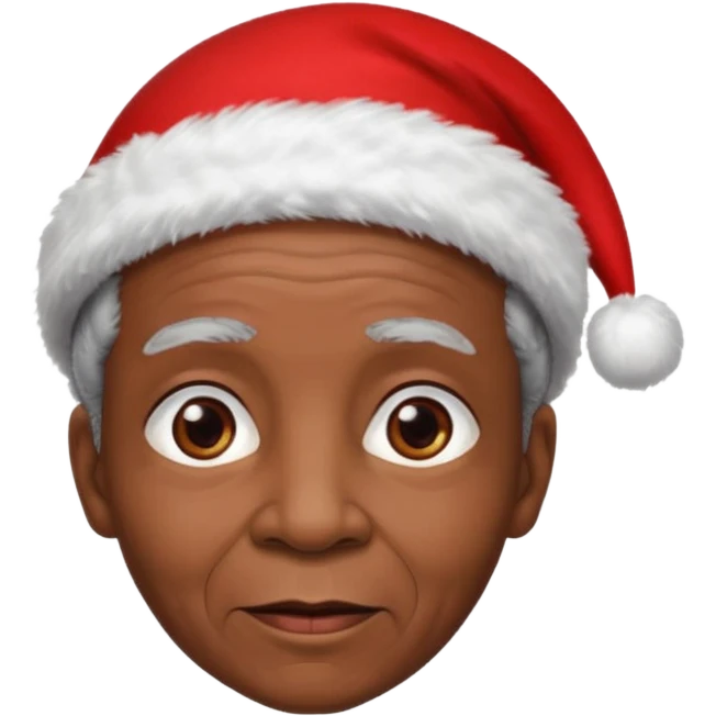 black elderly with red xmas hat emoji