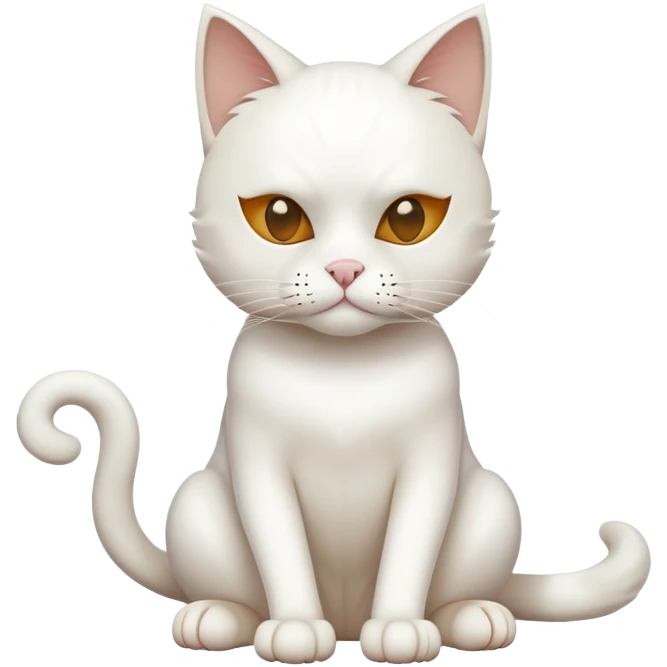 white cat sitting with a mask full body emoji
