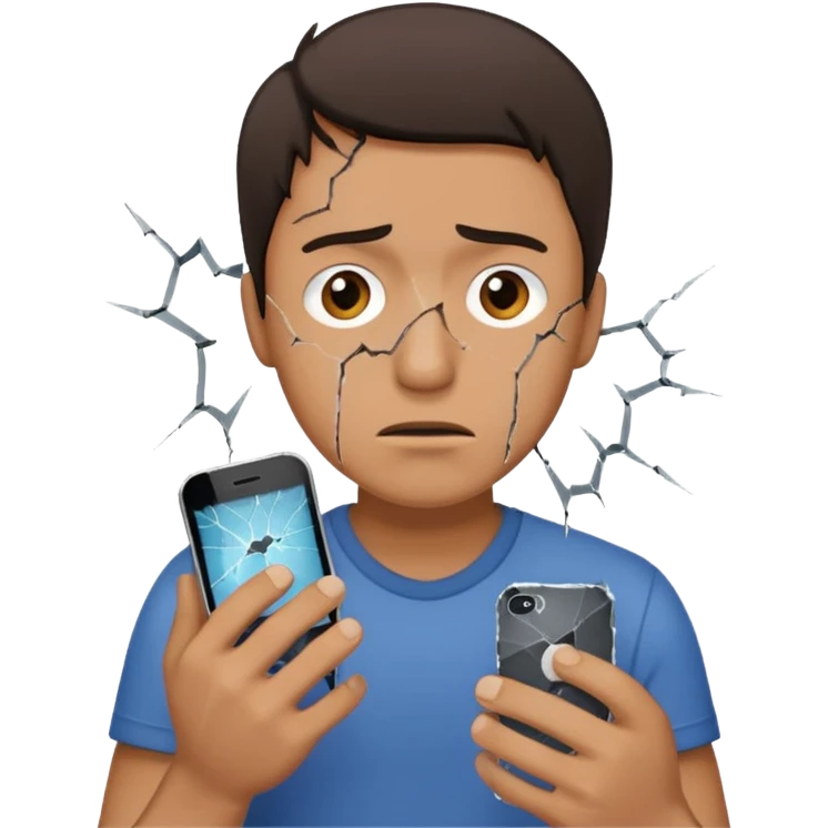 create the man with broke iphone in the hand emoji
