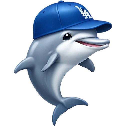 Dolphin with Los Angeles Dodgers cap  emoji