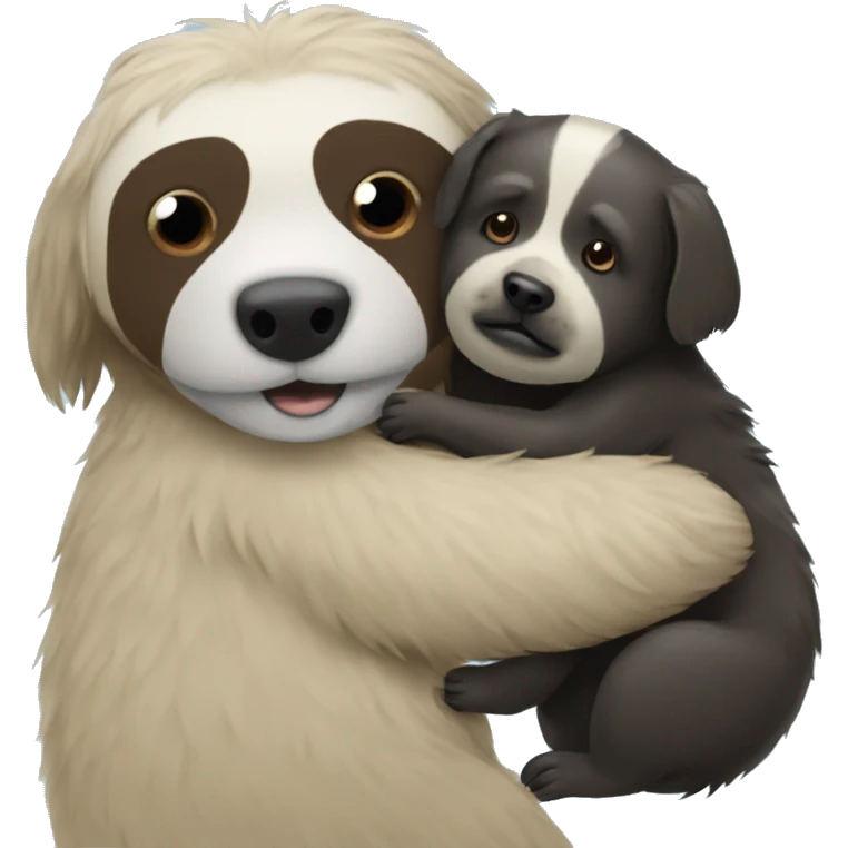 Sloth petting a Newfoundland dog emoji