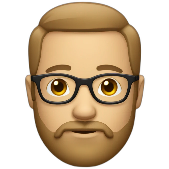 Homme sans cheveux avec de la barbe et une paire de lunettes emoji