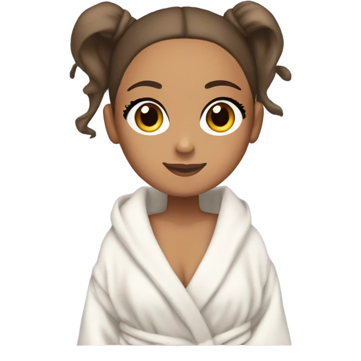 ariana grande in bath robe with hair towel emoji