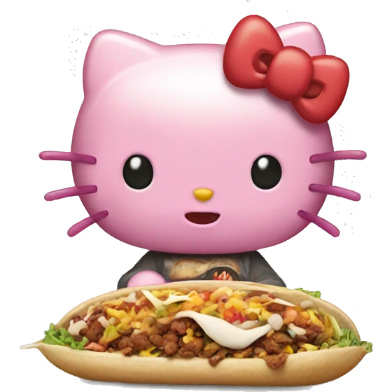 hello kitty eating chipotle emoji