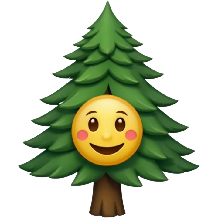 sapin avec des yeux noirs luisants, sourire en coin emoji