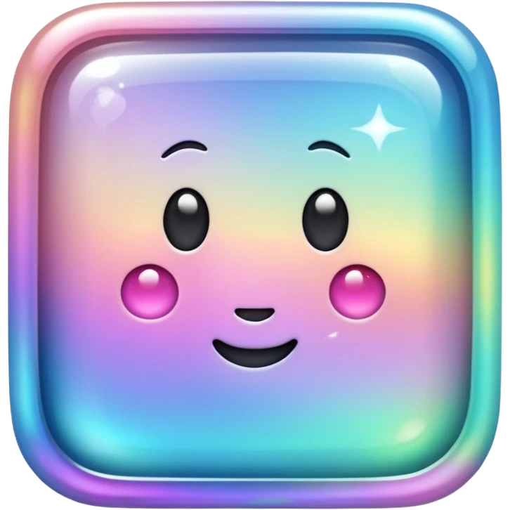 Sparkly glossy Pastel iridescent glass square emoji