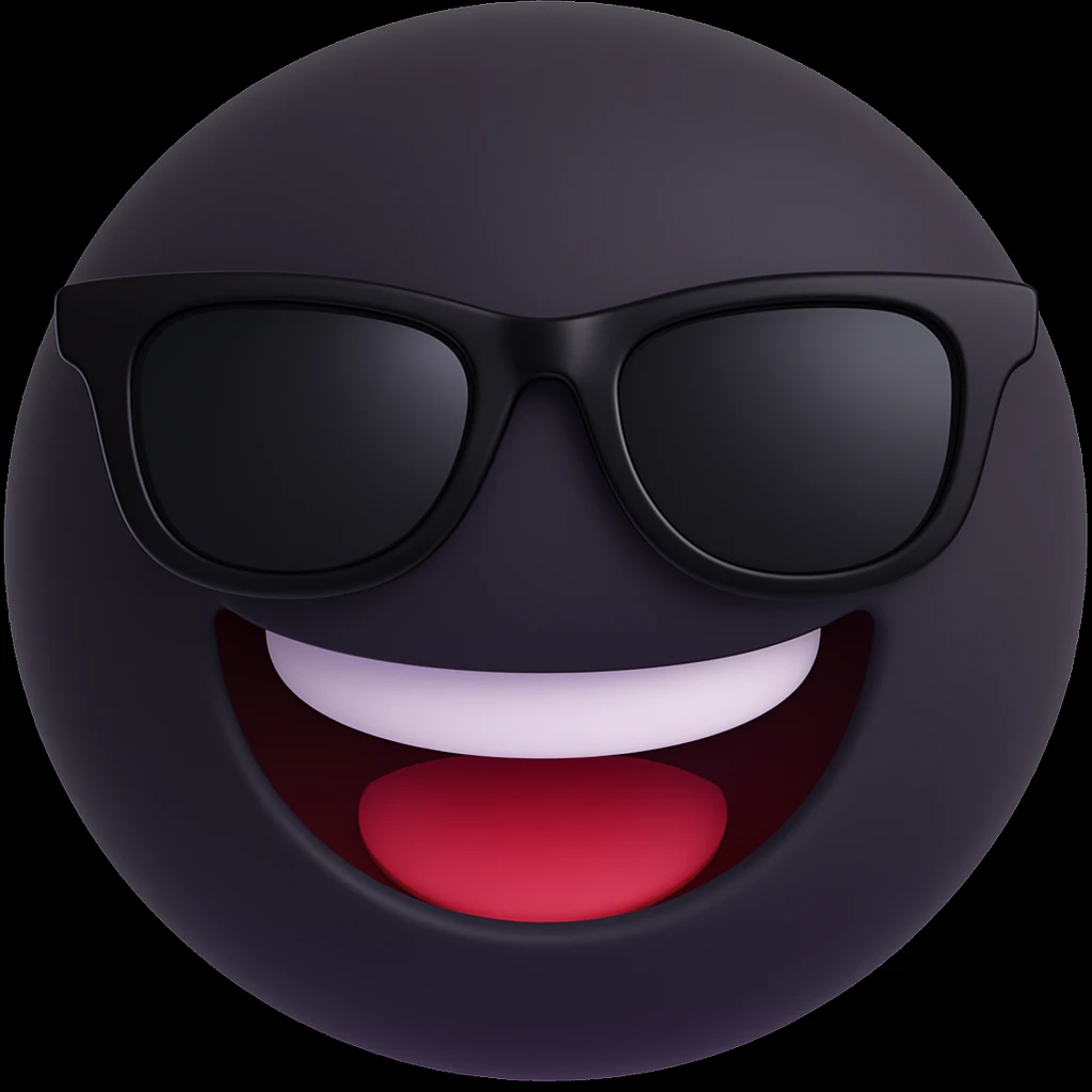 Make the smiling face emoji wear sunglasses in a style similar to 3d-emoji emoji