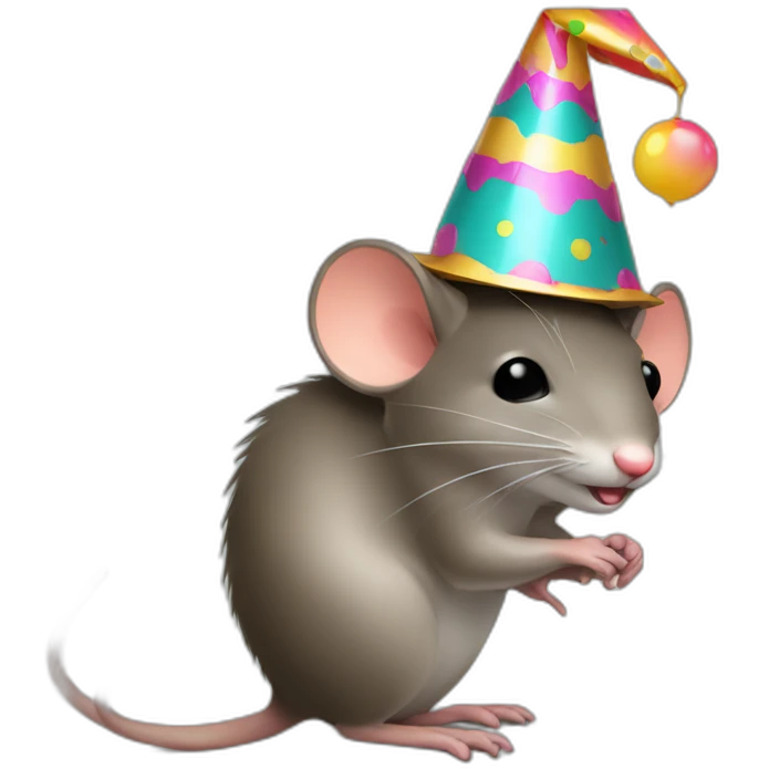 Wood rat with party hat emoji