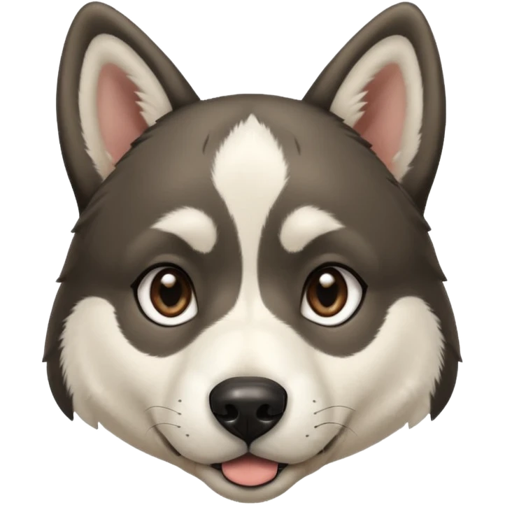 Husky lab mix black and white with floppy ears that point down emoji