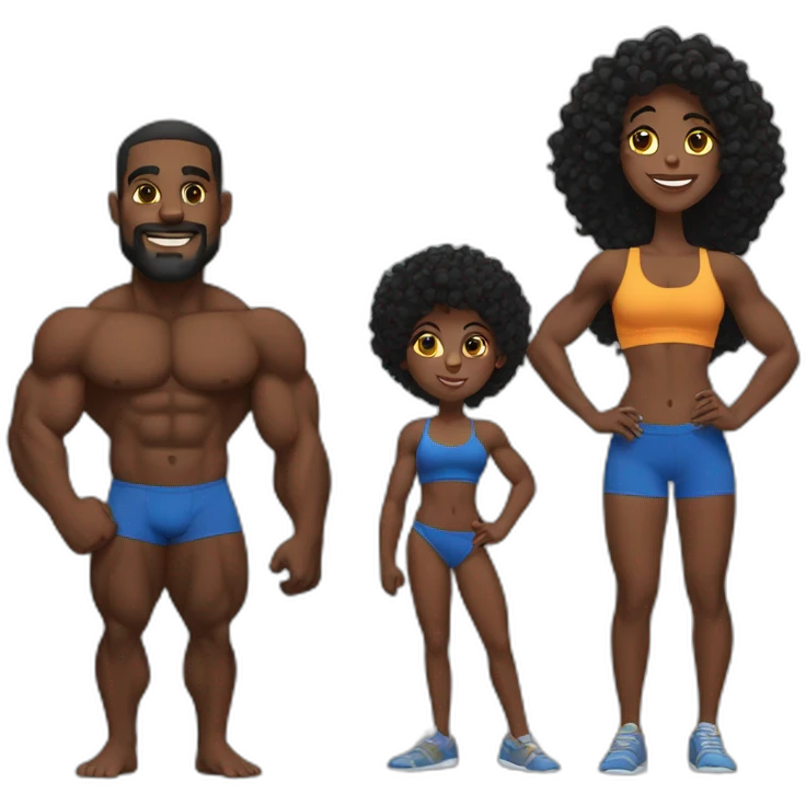 Black body builder family  emoji