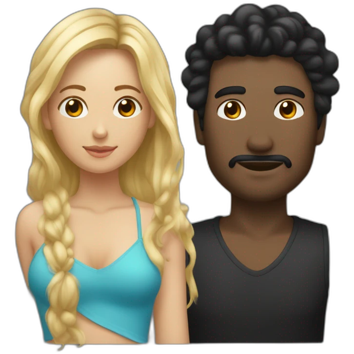 Un homme noir avec cheveux dégradée moyen dans une baignoire avec une femme noire au cheveux blond emoji