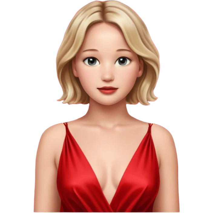 Jennifer Lawrence, in a red dress emoji