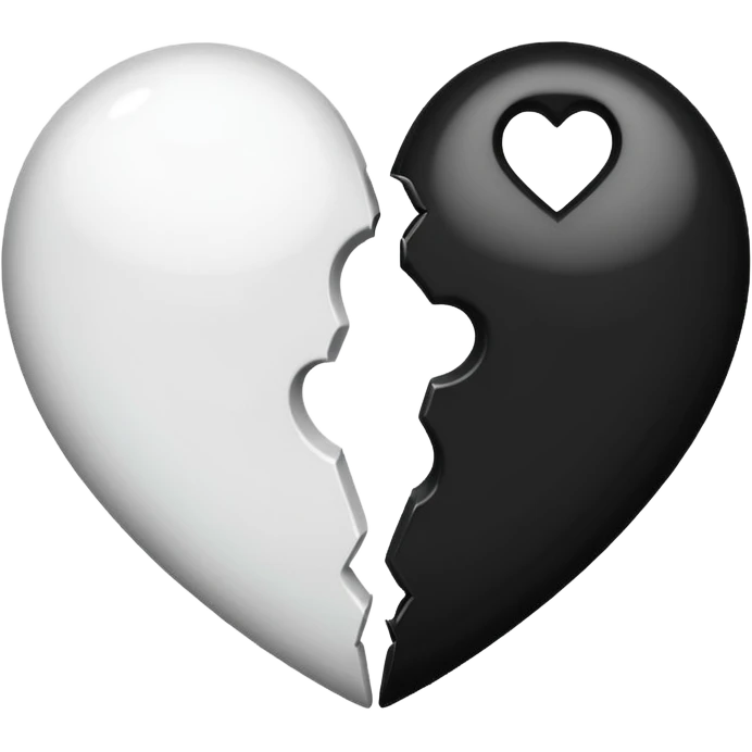 قلب مقسوم نص ابيض ونص اسود emoji