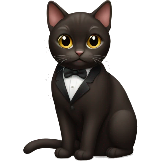 Dark brown Tuxedo cat emoji