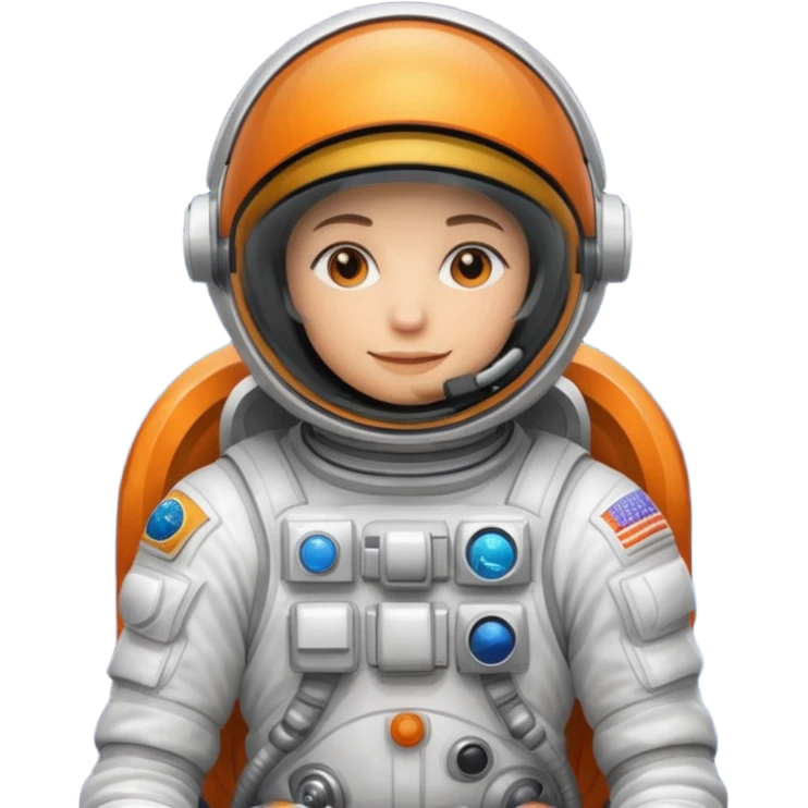 Astronaut with closed helmet riding planets emoji
