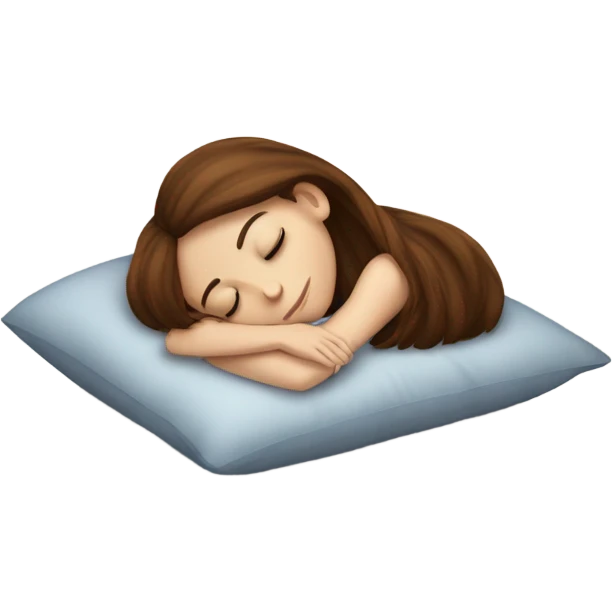 White girl with frekles Brown not curly hair sleeping peacfully on a pillow  emoji