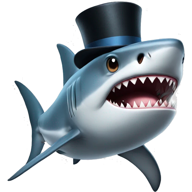Shark with a top hat emoji