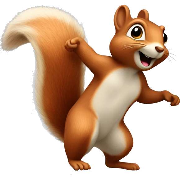 female squirrel from the front jumping with big tail
 emoji