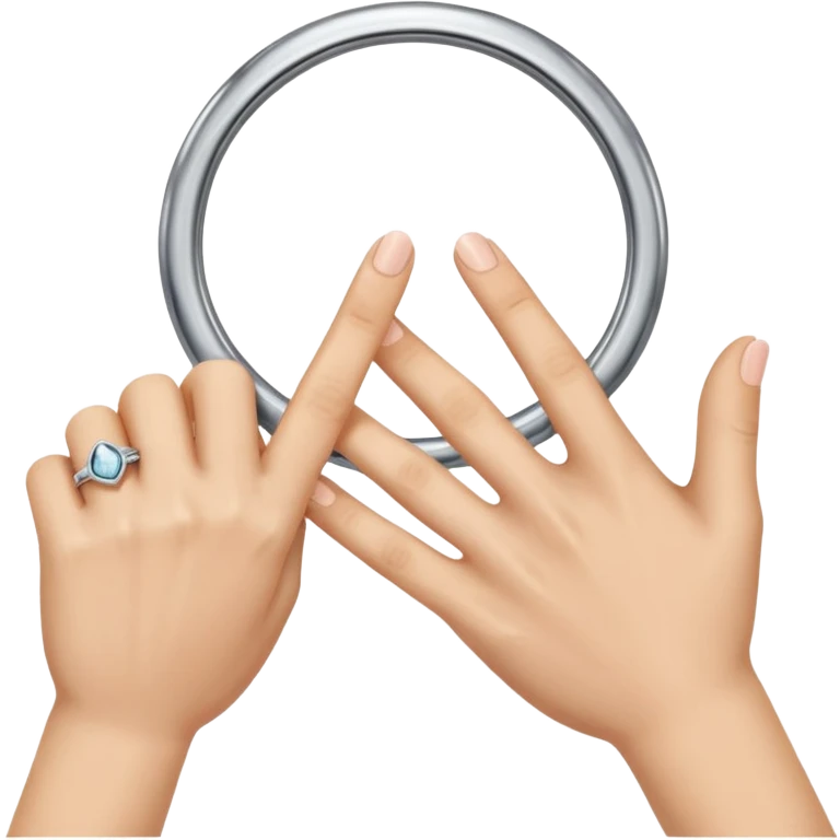 A ring finger and pointer finger together making small circle and ring finger and pinky finger doing the same emoji