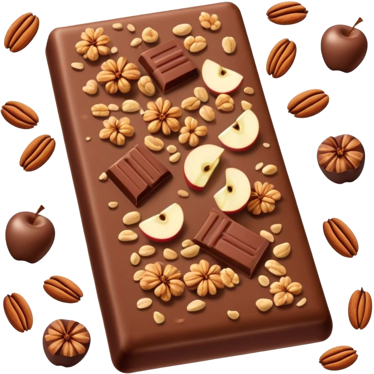 Tan chocolate with apple cinnamon and granola pieces inside it  emoji