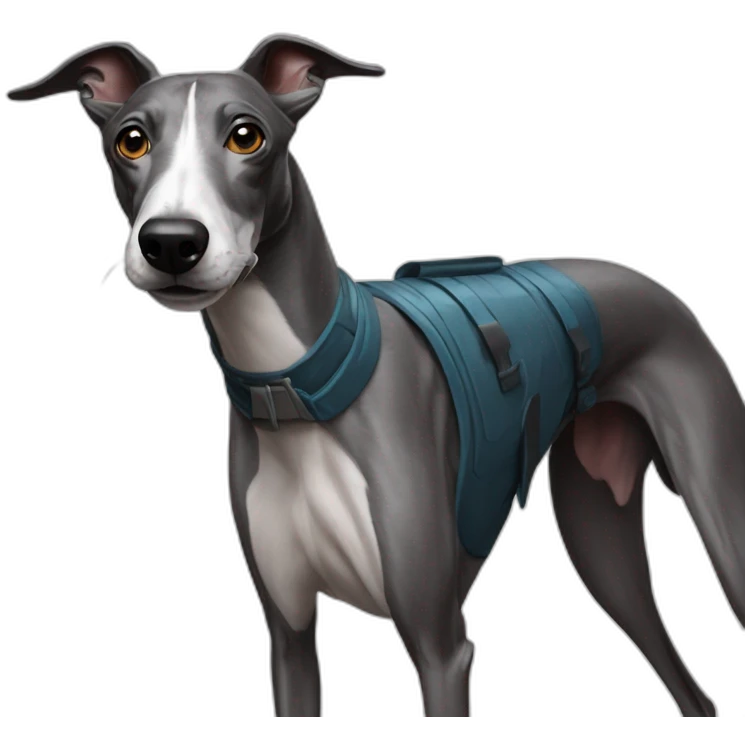 Hyper realistic greyhound with batman emoji