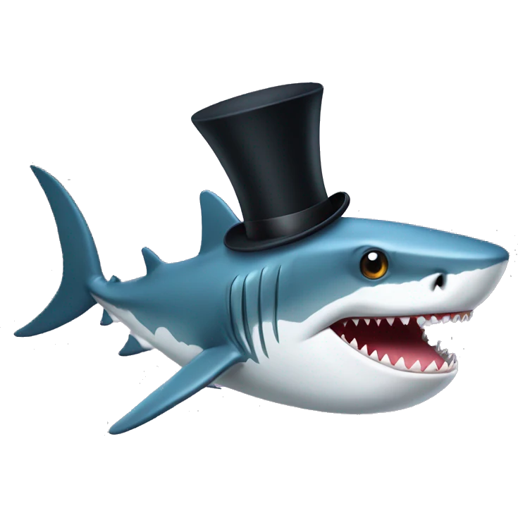 Shark with a top hat emoji